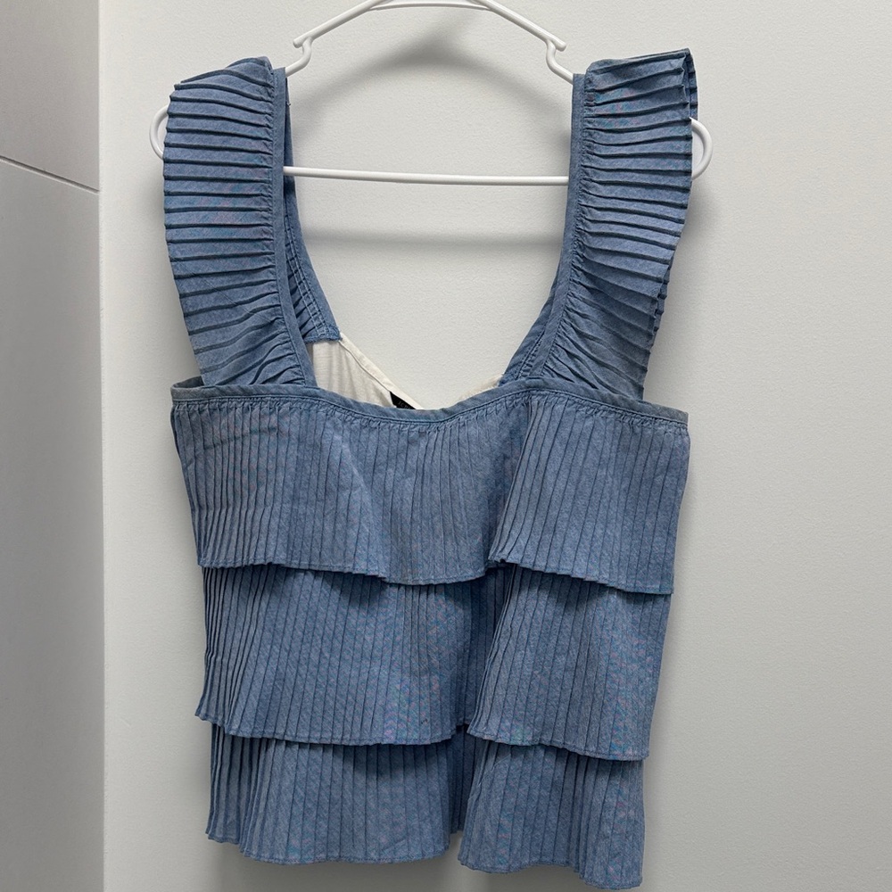 J. Crew Blue Tiered Crop Top